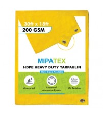 Mipatex Tarpaulin / Tirpal 30 Feet x 18 Feet 200 GSM (Yellow)